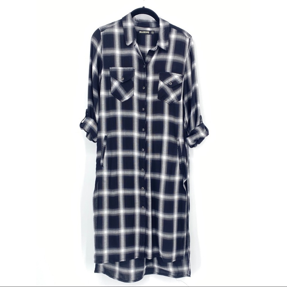 BlankNYC Shirtdress Pockets Black & White Plaid XS